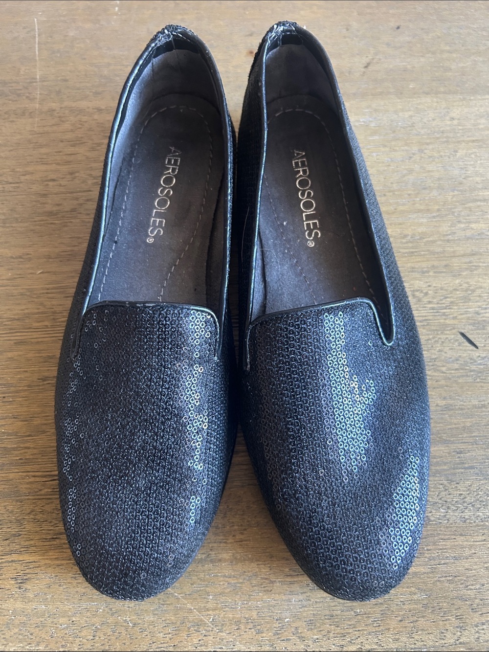 Aerosoles Black Betunia Sequin Slip-On Loafers. Size 6M. New With No Tag.